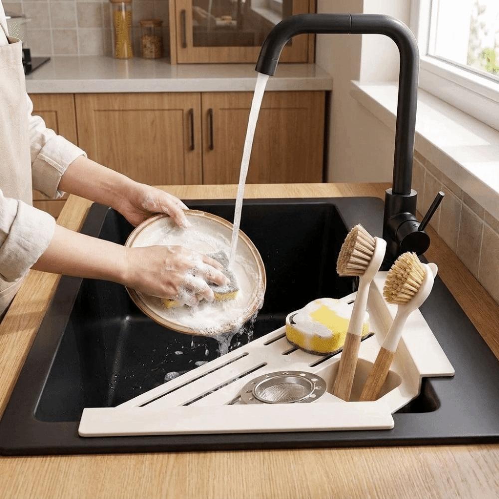 Quick Water Drainage Sink Sponge Holder Carbon Steel Dish Drying Rack  Laundry Room