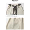 Vintage Contrast Color Plaid Belt Curved Wide Leg Loose Casual Pants For Men
