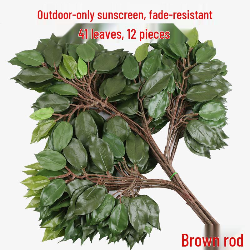 Artificial Banyan Branches with Laminated Plastic Leaves for Landscaping and Decoration