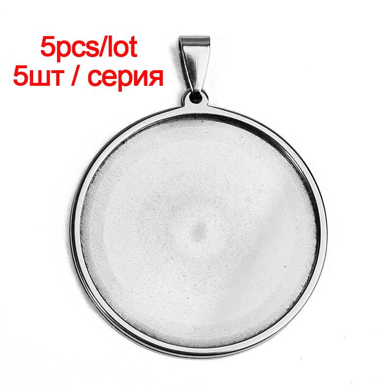 20/35/40mm Stainless Steel Pendant Cabochon Cameo Base Tray Bezel Blank Fit Cabochons Jewelry Making Supplies Wholesale