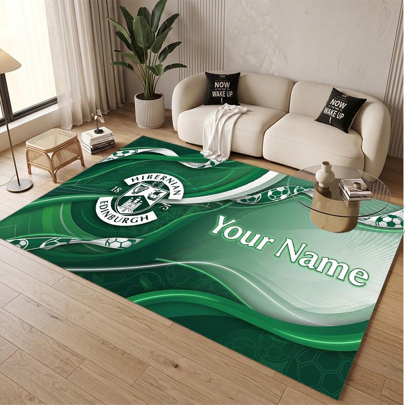 Personalized Crystal Velvet Carpet Hibernian FC Pattern Non Slip Floor Rug
