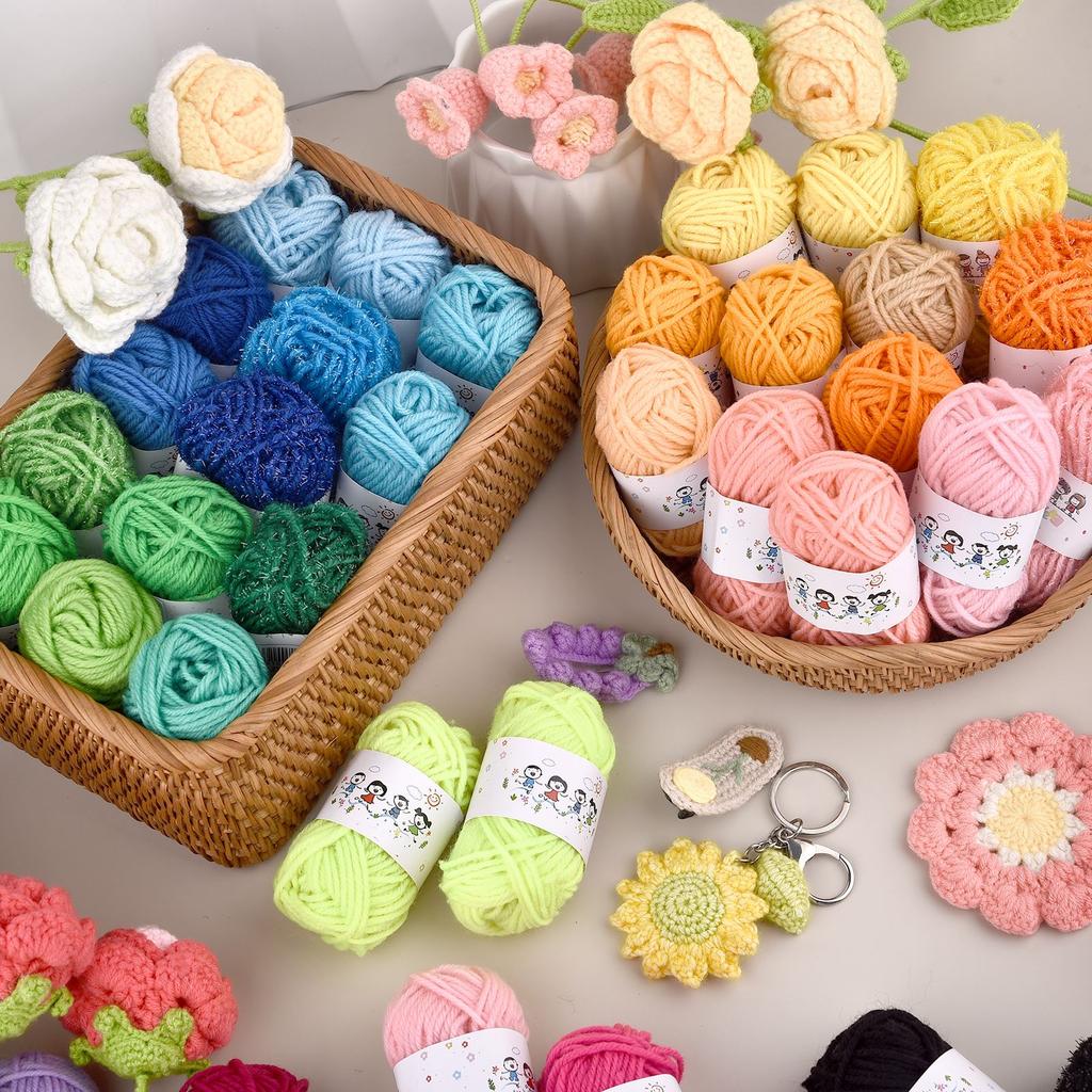 12Color Set Kids DIY Knitting Crochet Yarns Colorful Material For Needlework Sewing Hand Crafting Wool Ball Hat Dolls Soft Sewin