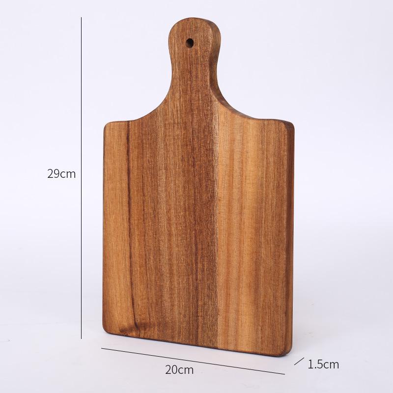 Acacia Wood Cutting Board with Handle - Hangable Chopping Board for Fruits & Steaks, Perfect for Kitchen or Photography Props.
