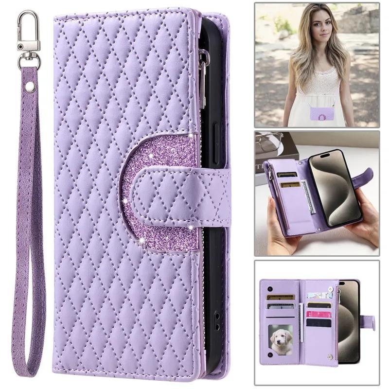 Flip Leather Phone Case for XiaoMi 14 13T 12T 11T 10T Mi POCO X6 Pro X5 X3 F3 F4 F5 M5S C65 C55 Long Lanyard Zipper Wallet Cover