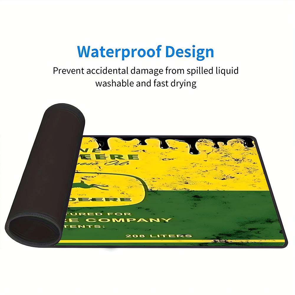 John Deere Oil Label Large Gaming Mouse Pad Nonslip Rubber Base Waterproof Desk Mat For Office Pc Laptop