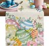 Easter Egg Linen Table Runner Home Party Decor Spring Spring Watercolor Floral Butterfly Plants Table Runners Easter Decorations