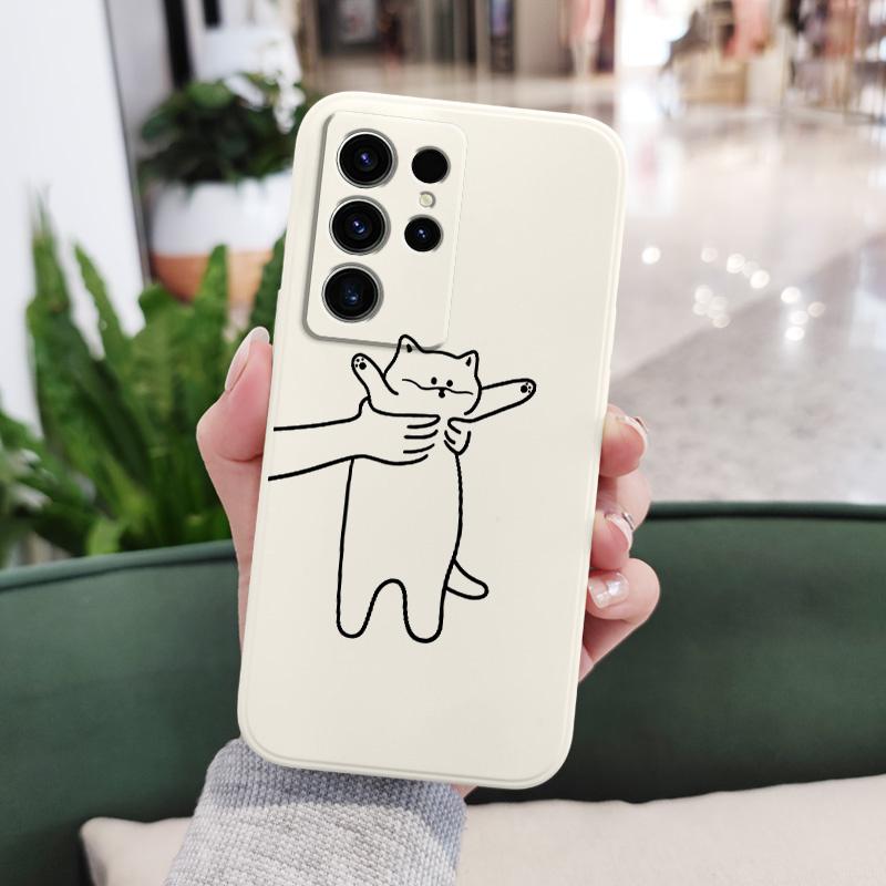 Fidgeting Cat Phone Case For Samsung Galaxy S25 S24 S23 S22 S21 S20 Ultra FE S10 S10E Plus Note 20 Ultra Silicone Cover