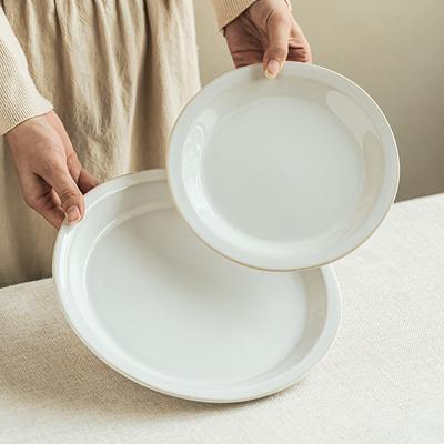 Prosty Jednokolorowy Ceramiczny Talerz Domowy Talerz na Sałatkę Owocową Talerz Deserowy Wykwintny Praktyczny Talerz na Stek Makaron Naczynie