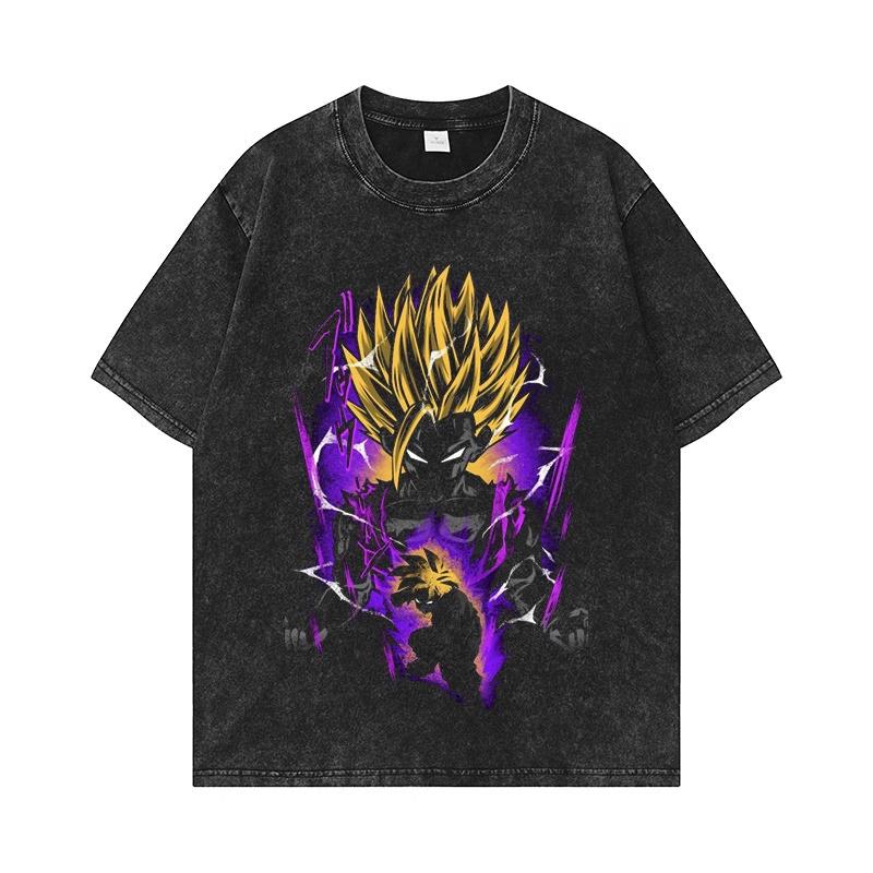 Dragon Ball Z Beerus Purple Energy Blast Printed Tshirt Mens and Womens Washed Tshirt High Quality Vintage Cotton Tshirt