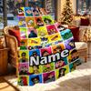 Custom Name Personalized Crayon Shin Print Blanket, Home Decor, Bedroom, Sofa, Camping, Couch, Gifts for Birthday Christmas