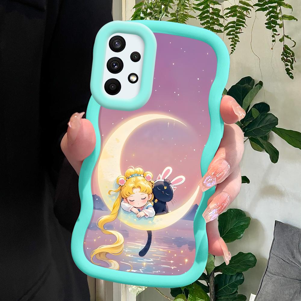 

Окрашенный узор Big Wave Edge Мягкий силиконовый материал Macaron чехол для телефона противоударный защитный резиновый чехол для Samsung Xiaomi Poco Redmi Redmi 12C синий