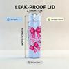 1PC Pink Bow Ribbon Heart Bouquet 750ml Color Plastic Sports Water Bottle Leakproof Flip Straw Lid Suitable for Sports Office Home Use