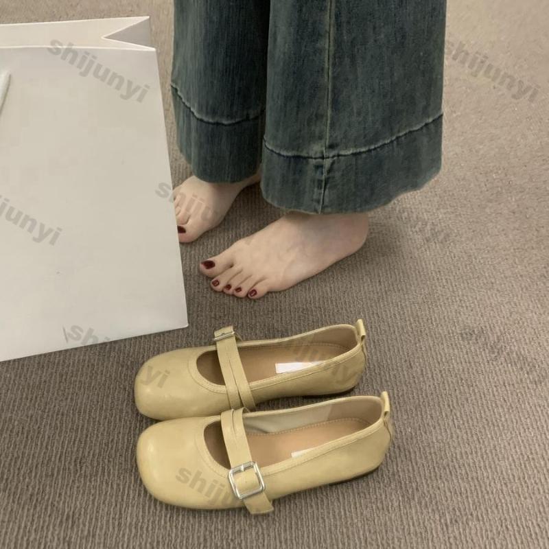 Women Shoes 2026 Spring New Vintage Comfortable Round Toe Mary Jane Shoes Fashion Buckle Strap Soft Sole Women's Ballet Flats