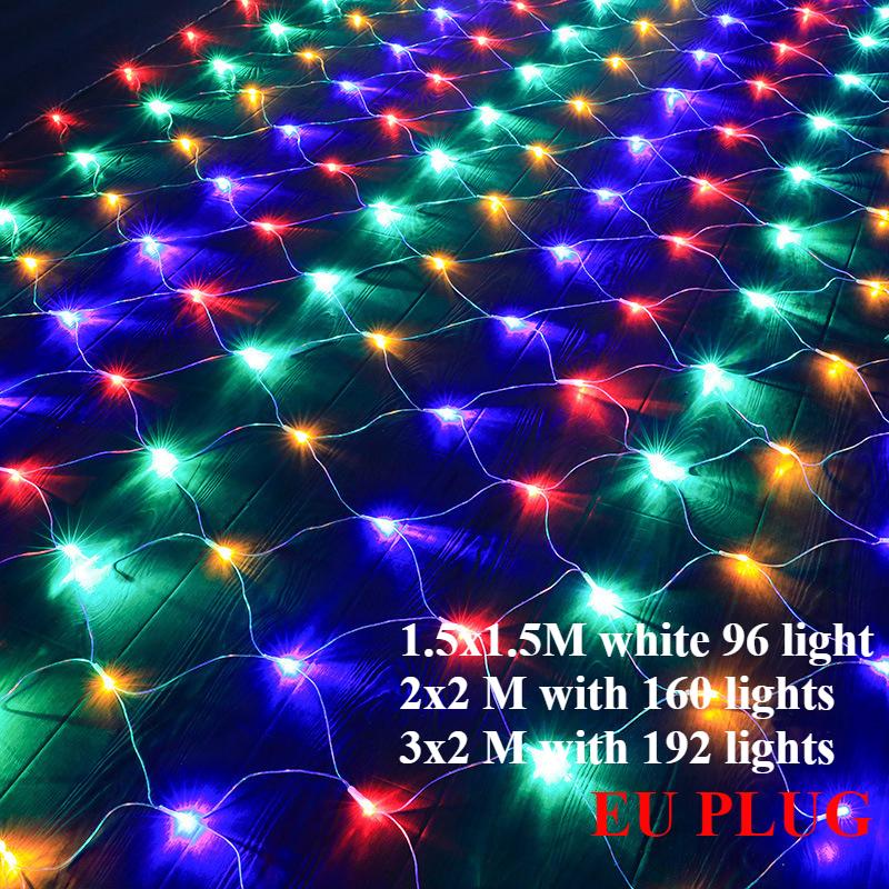 1pc 192LED EU Plug LED Net Mesh String Decorative Lights,3*2M Christmas Window Decoration Mesh Lights For Garden Party Weddings