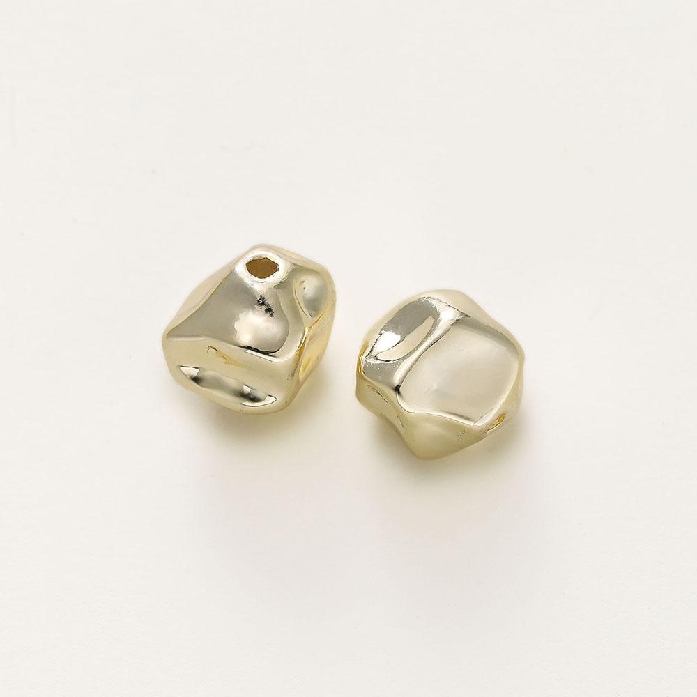 10Pcs/Pack 14K Gold Color Plated Metal Brass Irregular Shape Spacer Beads For DIY Handmade Bracelet Jewelry Making Accessories