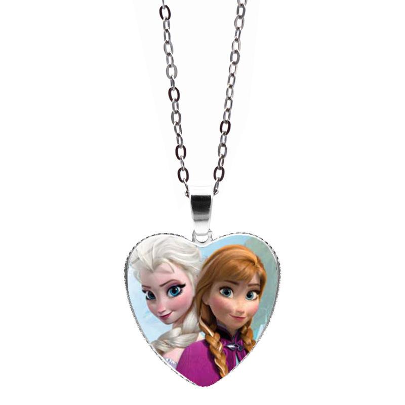 Collana Principessa Disney Frozen Bambini Anime Figure Principessa Elsa Anna Ciondolo Amore Gioielli Accessori Regalo Compleanno Bambini