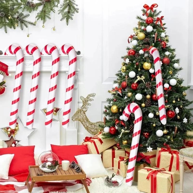 2/1 Stück Aufblasbare Weihnachtszuckerstangen Weihnachtsmannstock Ballons Outdoor Hängende Ornamente Weihnachten Navidad Party Dekoration Requisiten