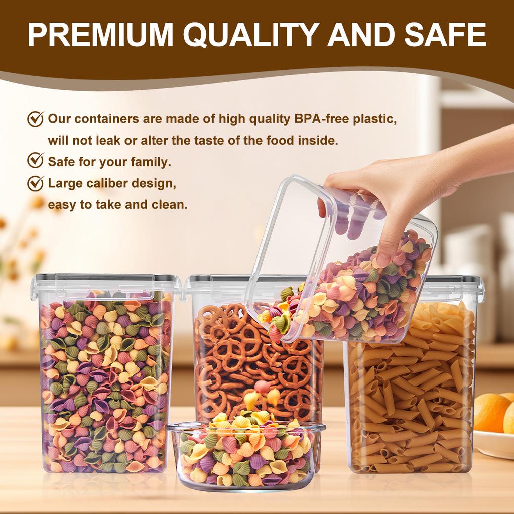 Airtight Food Storage Container 24 Pcs Clear Plastic Canister Set with Lids Labels for Kitchen Pantry Dry Grain Organization
