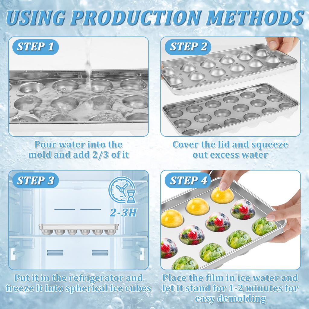 Rund iskubbricka Kreativ isbollsmakare i rostfritt stål Rund whiskyisfärform DIY-form för vin, dryck, bar, restaurang