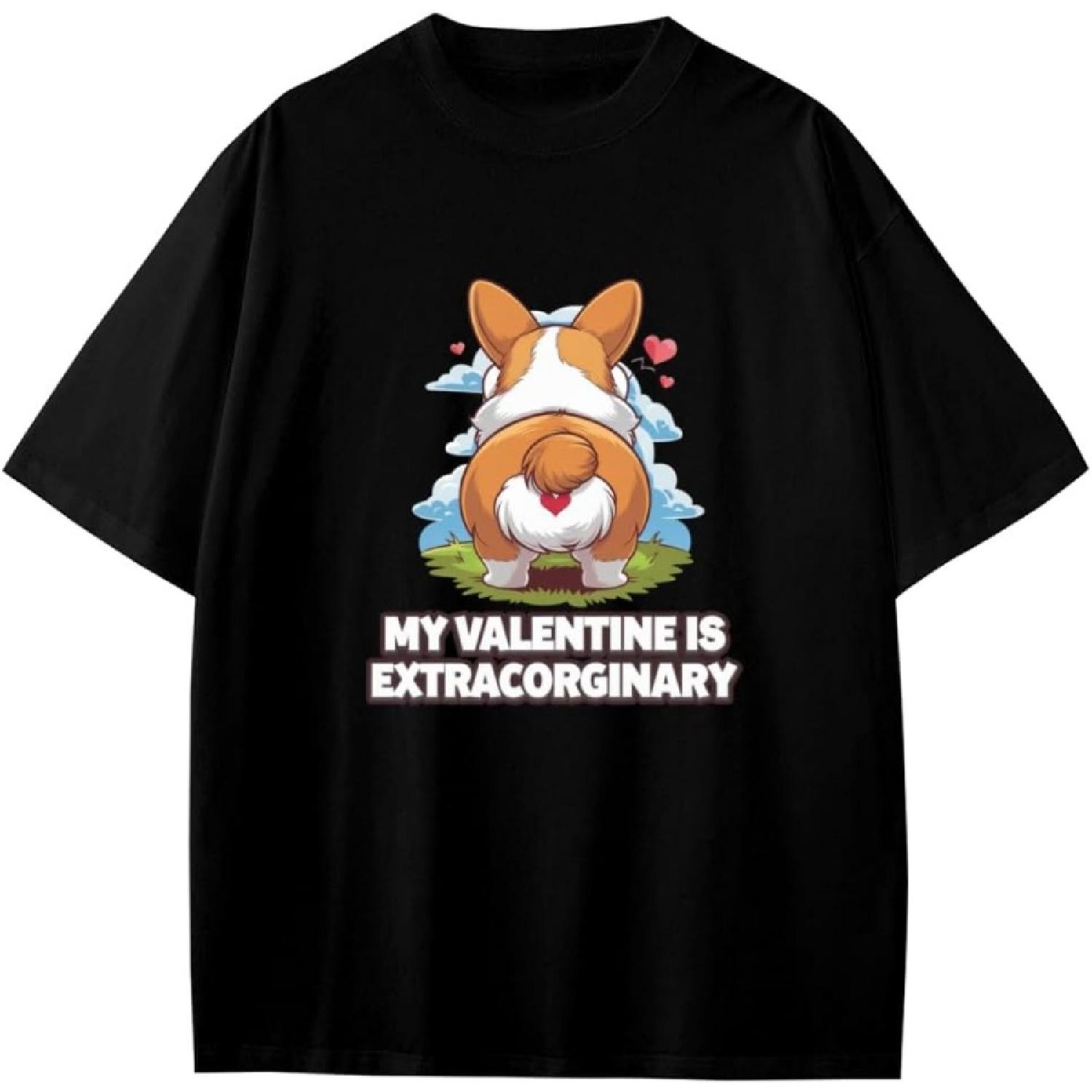 Funny My Valentine is Extracorginary Cute Corgi Valentine Gift for Dog Lovers Dog Owner Boys Girls Teens T-Shirt Anime Gift S
