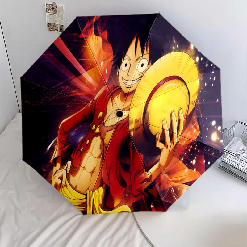 1 PC Automatic Folding Umbrella - One Piece Monkey D Luffy Pattern Portable Foldable Design With 8 Ribs Christmas Birthday Gifts