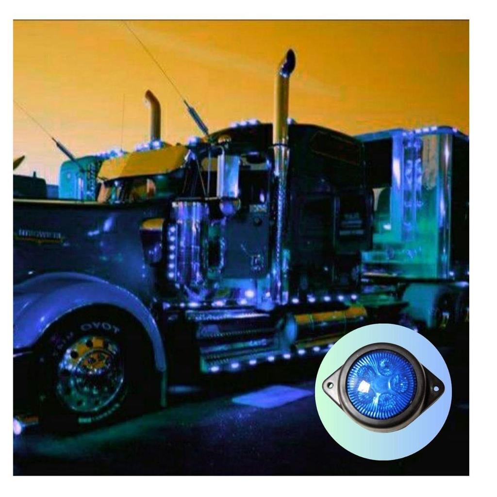 LED Outline Side Marker Lights 24V Waterproof Clearance Lamp Blue for Truck Trailer Bus Commercial Vehicles (Pack of 6)