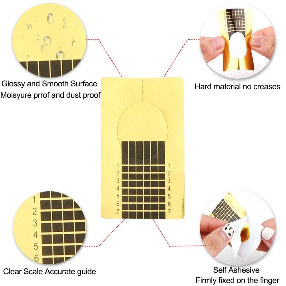 100 buc/rolă Sfaturi pentru forma unghiilor franceză Mucegai pentru extensie pentru unghii cu gel Autocolante acrilice Curl Forme duale Stencil pentru manichiură Instrumente de ghidare DIY