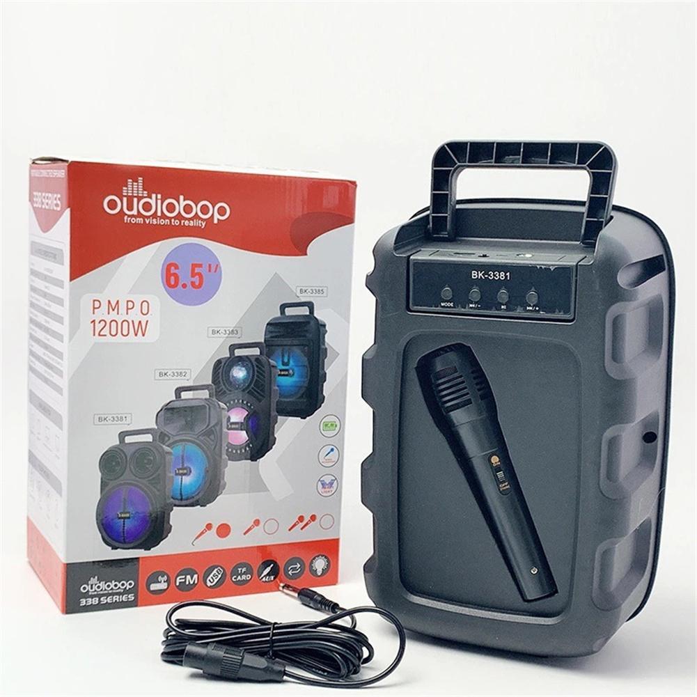 6.5 Inch Mini Bluetooth Speaker Karaoke Portable LED Wireless Bluetooth Speaker 2In1 with Microphone 6D Subwoofer Speakers