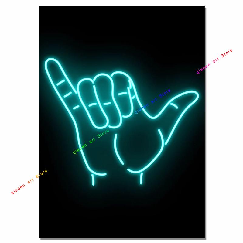 Neon Signs Sign Sign Coconut Palm Pineapple Rose Neon Effect Canvas Painting Wall Art Print Painting for Room Home Decor