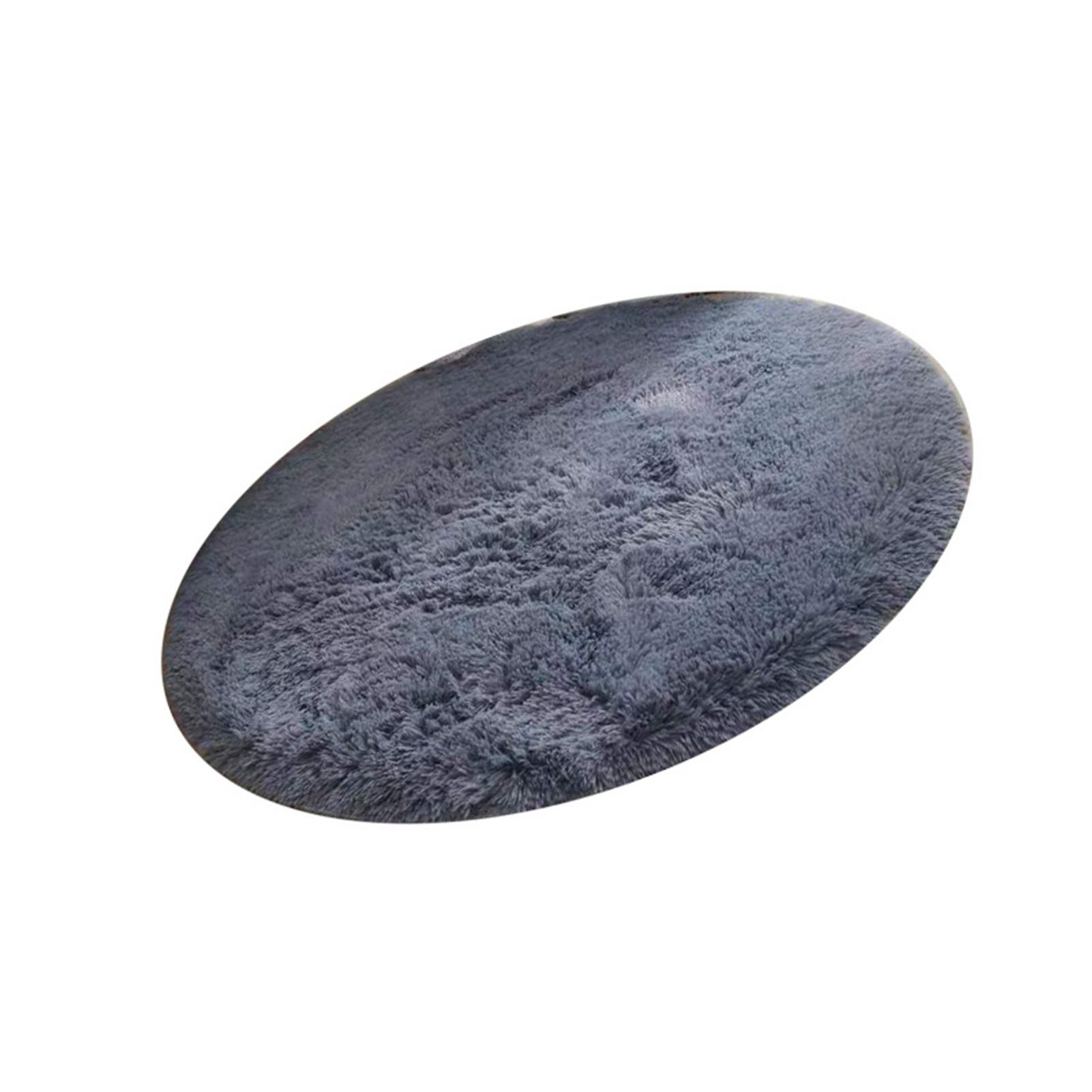 

Floor Carpet Polyester Fiber Round Nordic Style Long Plush Soft Shaggy Rug for Home Bedroom Grey серый