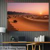 2D Artistic Desert Sunset Landscape Tapestry for Content Creation & Home Decor