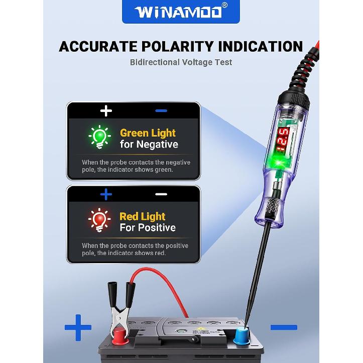 Test Light Automotive 5-90V Digital LED Circuit Tester With Voltage Display, Auto Bidirectional Voltage Tester, Electric Test Pen With Extended