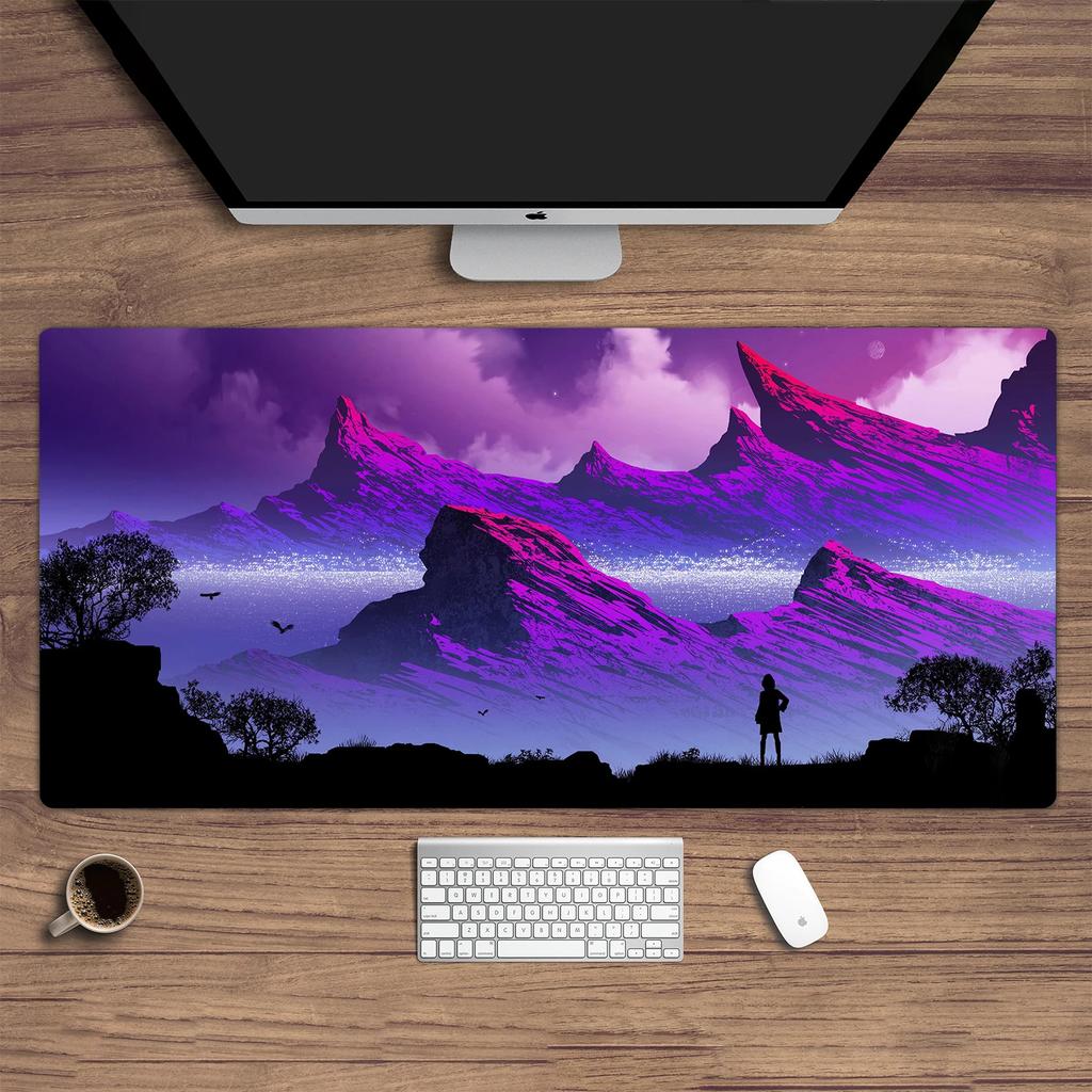 Neuheiten 900x400 Blaue Aurora bei Nacht in den westlichen Bergen Gaming-Schreibtisch-Setup Computerschreibtischmatte Schönes Gaming-Mauspad