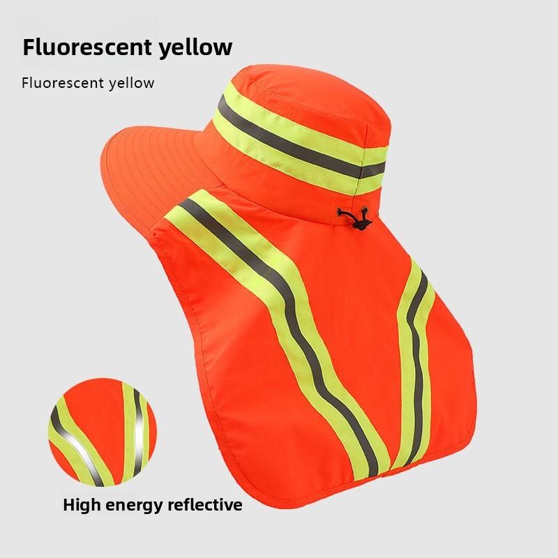 

Sun Protection Hat With Wide Brim And Reflective Stripes For Outdoor Hiking And Sun Safety оранжевый