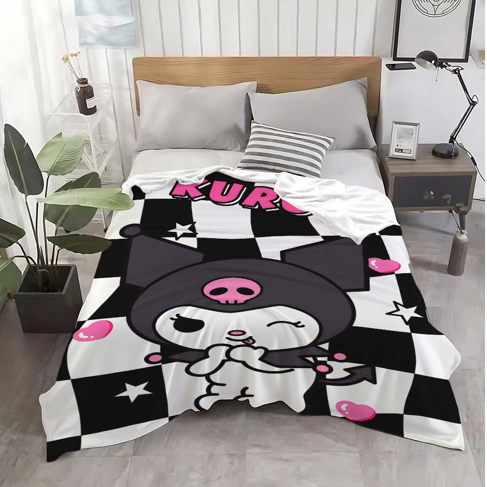 Kawaii Kuromis Flannel Blanket for Sofas Luxury Blankets and Throws Fluffy Plaid Home Interior Sofa Throw Knee Soft Nap Bed & &