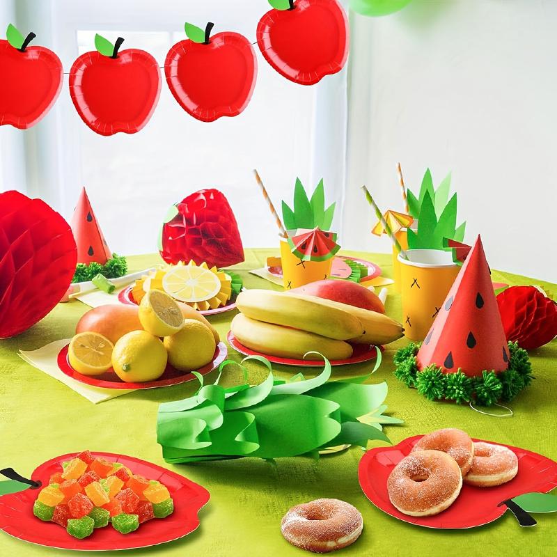 10PCS/Set Paper Plates Family Gatherings Party Supplies Funny Disposable Plates Portable Apple Shape Cute 16x18cm