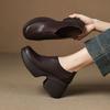 Retro Round-toe Slip-on Thick-soled Shoes for Women, Height-increasing Suitable for Petite Individuals, Deep-cut Commuting Shoes