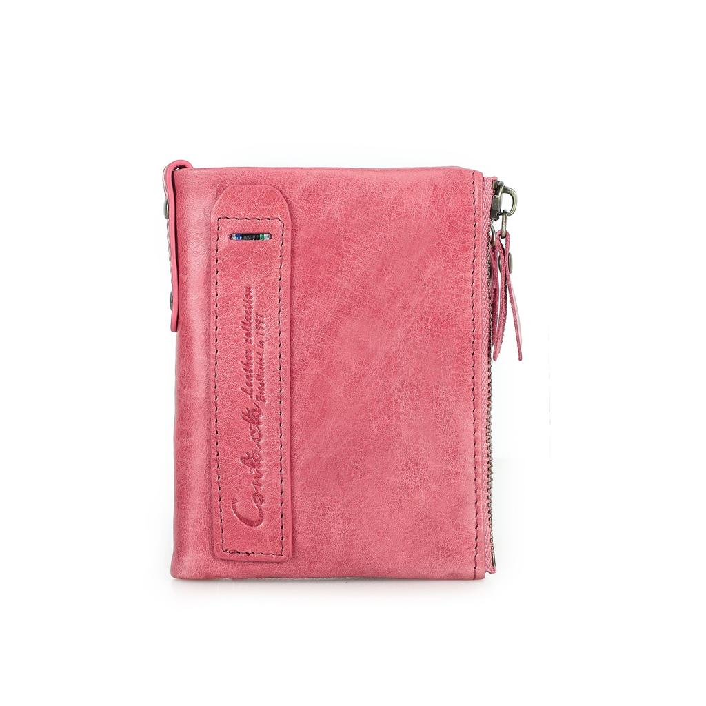 CONTACT'S Echtes Leder Vintage Geldbörse Herren Kurzes Münzfach RFID Kartenhalter Unisex Kleine Geldbörsen Hohe Qualität Designer Geschenk für Freund oder Familie