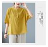Plus Size Summer Cotton Linen Clothing Set: Short-Sleeved T-shirt Top Two-Piece for Mid-Aged and Elderly Women