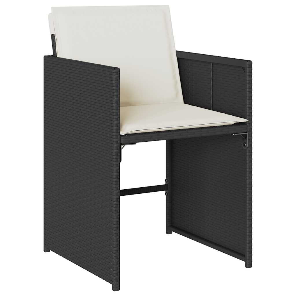 Vidaxl 5-Cz. Garden Furniture Set With Cushions, Black, Poly Rattan