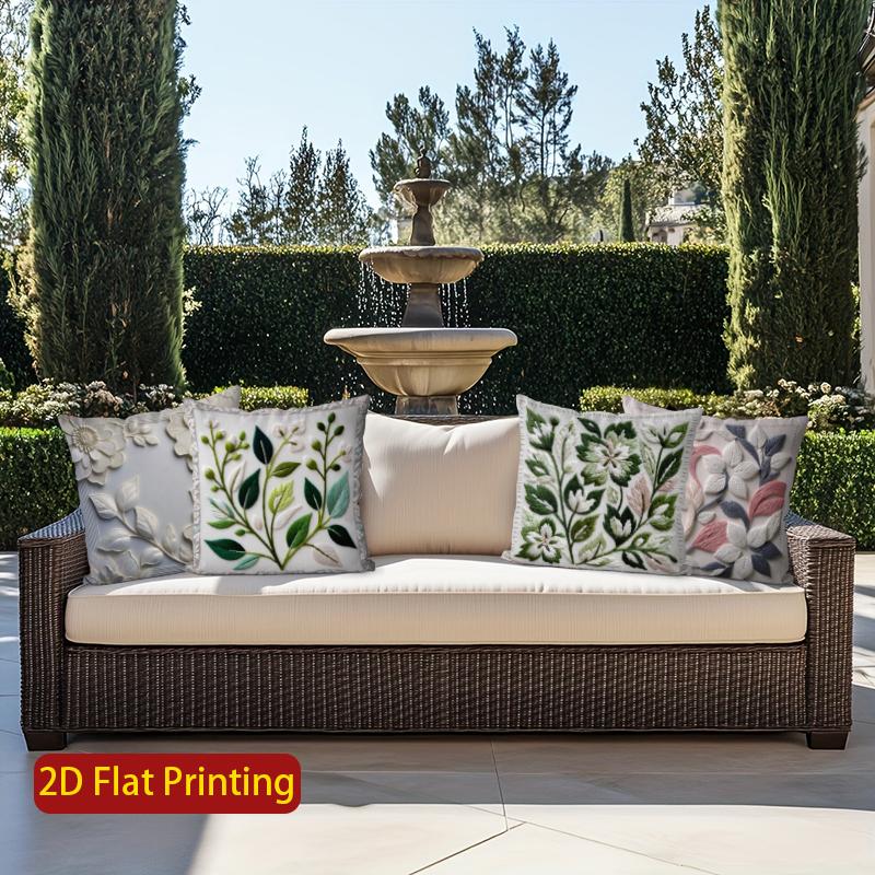 2D Floral Embroidered Pattern Decorative Pillow Covers Pattern Cushion Cover Suitable For Sofa Bedroom Car Pillow Cover