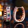 Charm Female Rainbow Zircon Stone Hoop Earrings Fashion Rose Gold Color Wedding Jewelry For Women