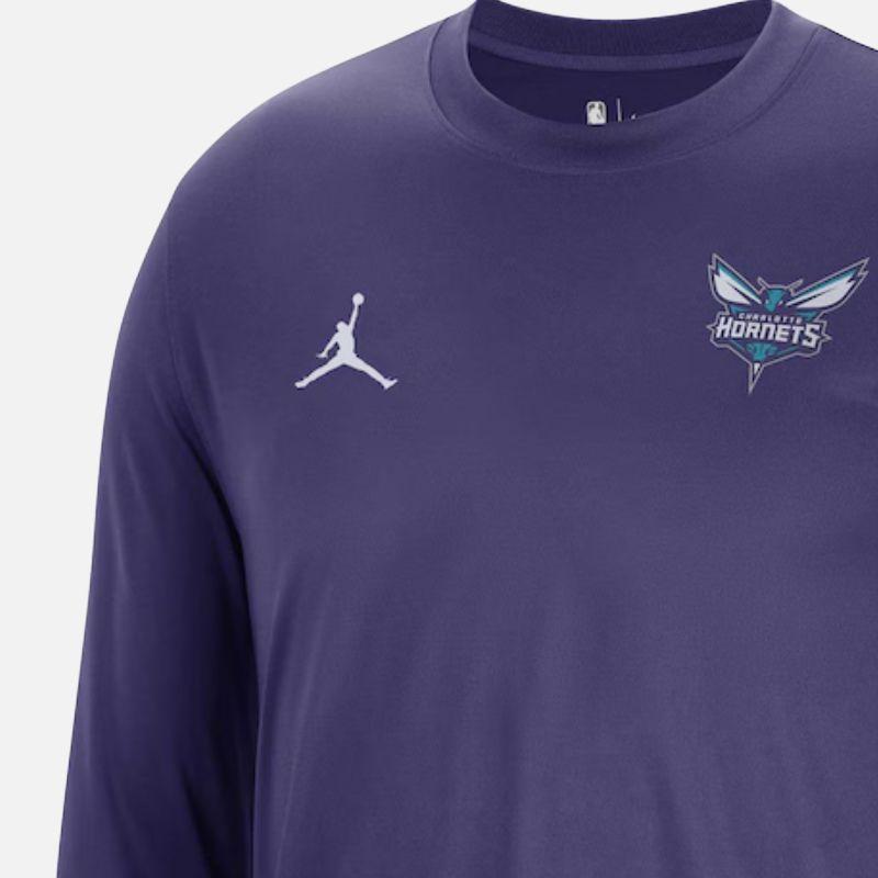 Jordan Letter Pattern Printed Training Long Sleeve T-Shirt 2023-24 Season Player Edition Charlotte Hornets Unisex Tops Purple FB3475-566