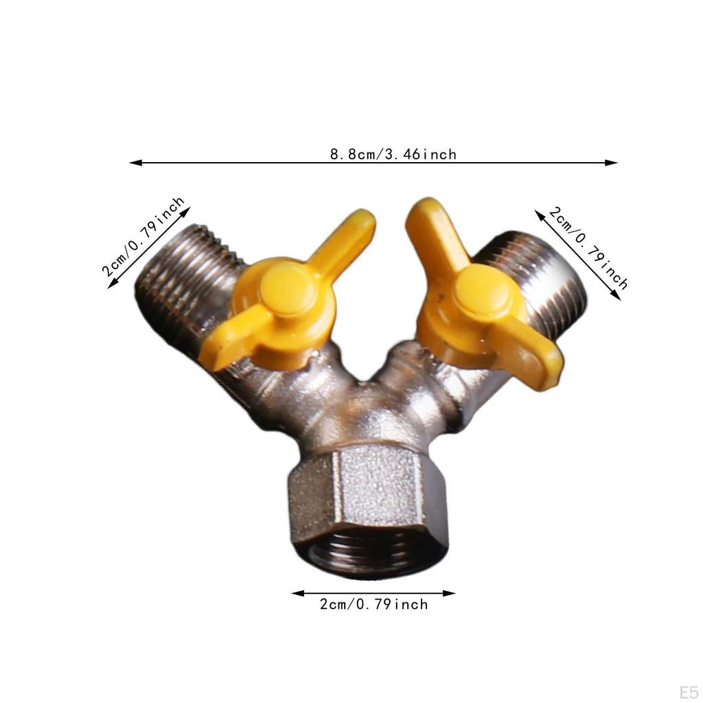 3 Way Shut Off Valve Y Shaped Ball Component for Repair with Copper Threads 0.79"