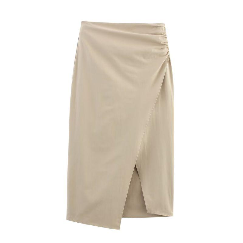 

Kaslead New Women clothes Western Style Versitile Fashion Side Pleated Midi Dress 3897079 Picture Color L