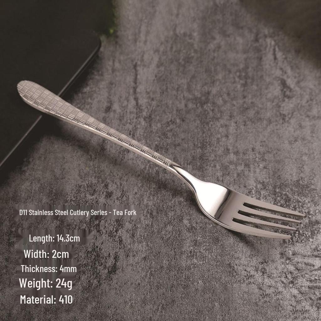Creative Hammer Pattern Stainless Steel Cutlery Set: Dessert Spoon, Cake Fork, Steak Knife & Fork