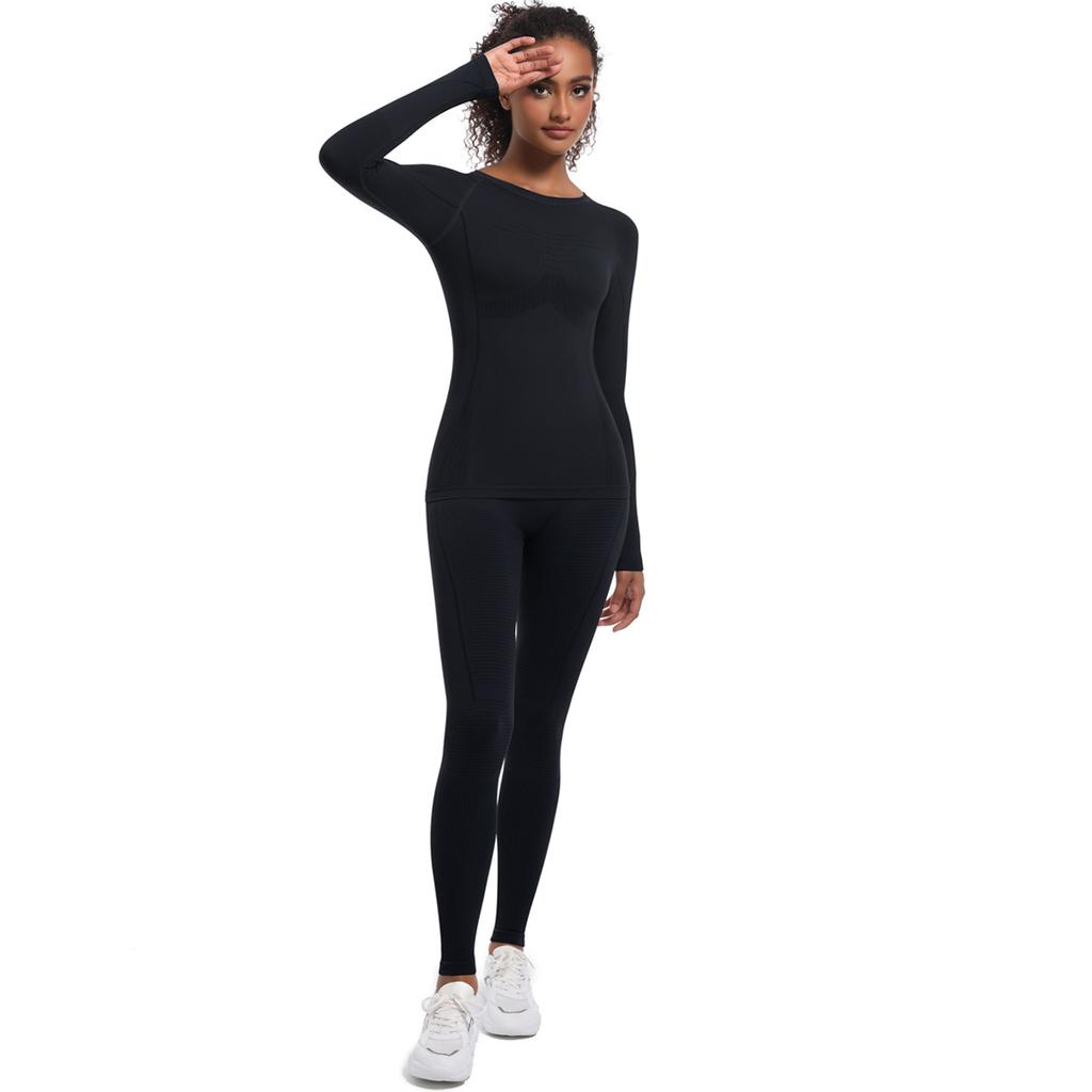 Seamless Tight-fitting High-waisted Ski Suit Shapewear Sports Running And Cycling Long-sleeved Yoga Suit For Women