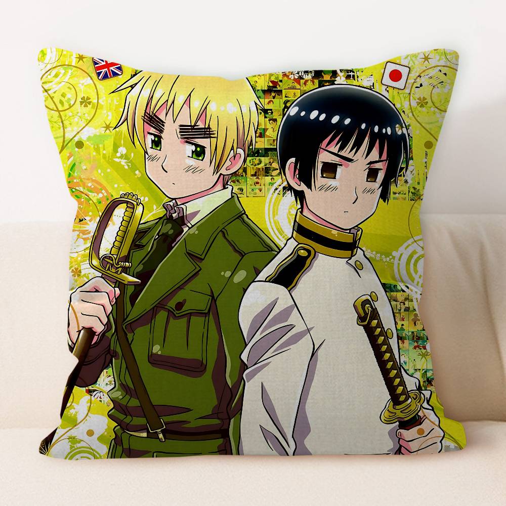 H-Hetalia Axis Powers Kissenbezug Quadratischer Kissenbezug 3D Weich Plüsch Dekokissenbezug Wohnzimmer Sofa Schlafzimmer Heimzimmer Bett