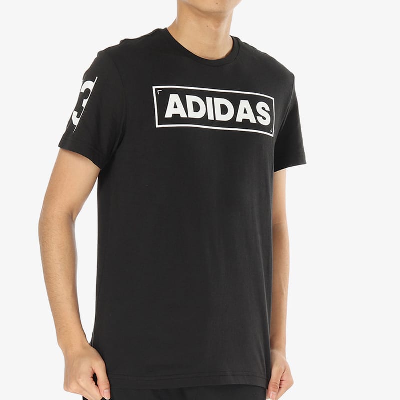 Adidas T Shirts Men's Black Crew Neck Moderate Straight Fit CV4536