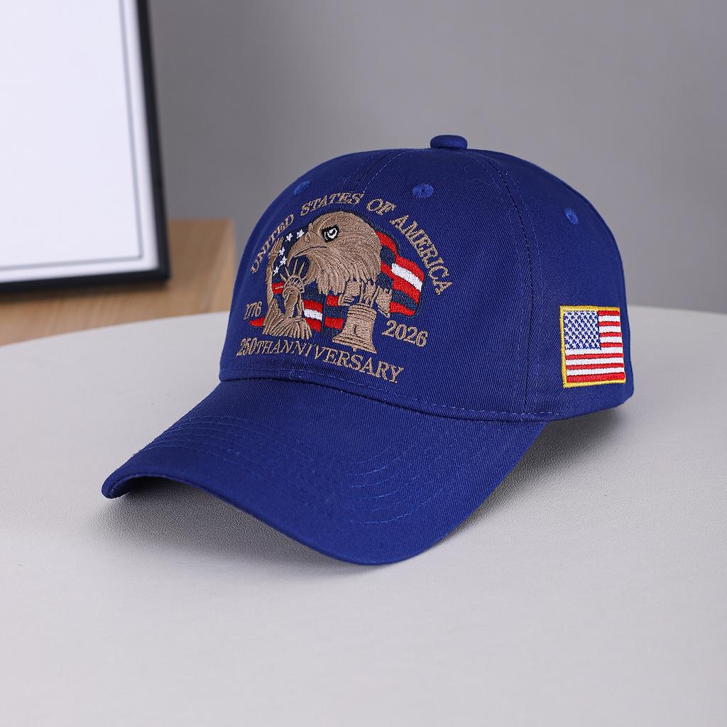Memorial embroidery of an eagle, American flag with 1776 letters, baseball cap - suitable for festival celebrations